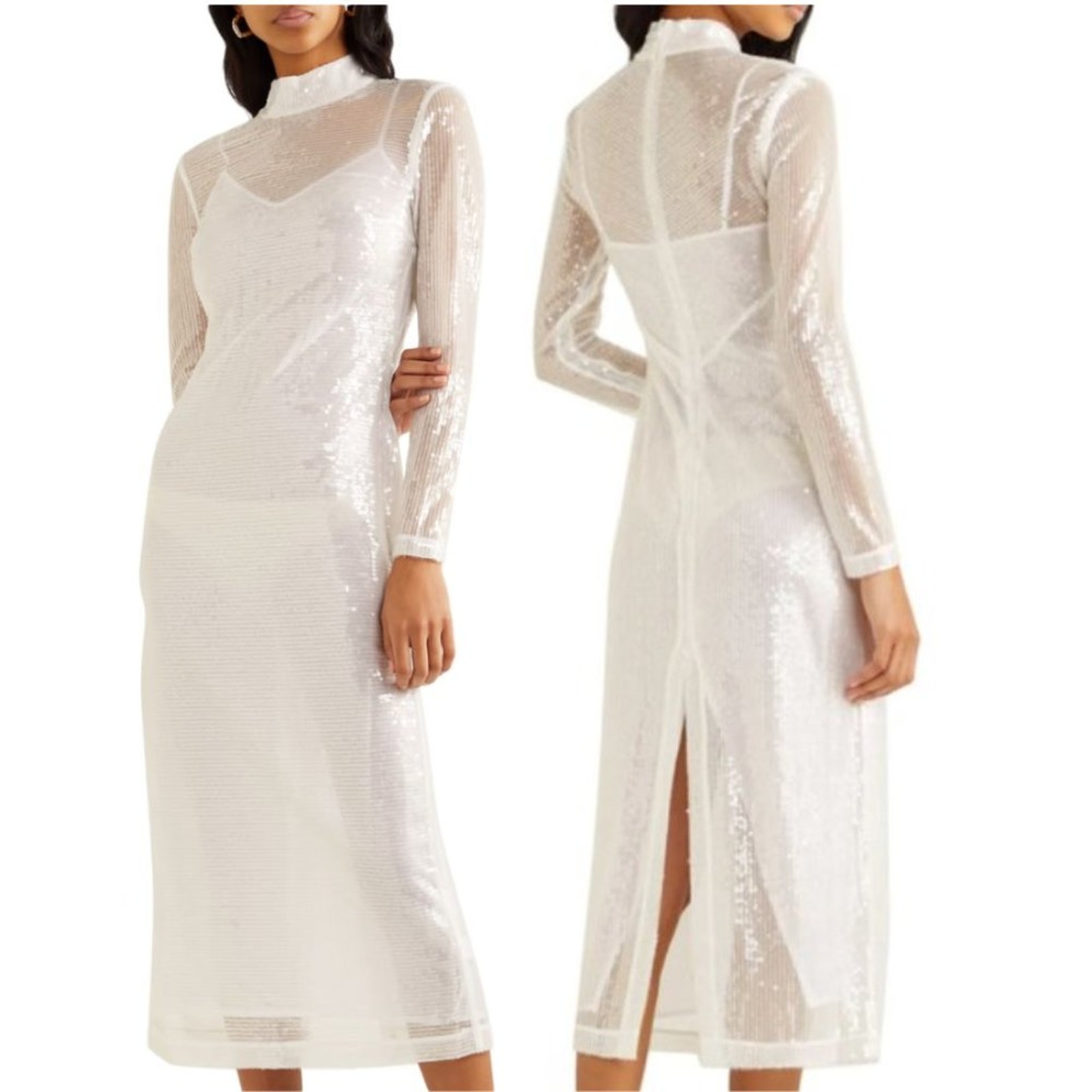 Staud Liza Mock Neck Sequin Dress